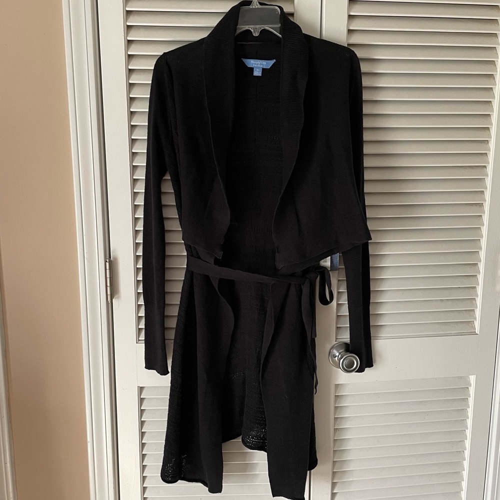 NEW! Simply Vera long black sweater with optional waist tie